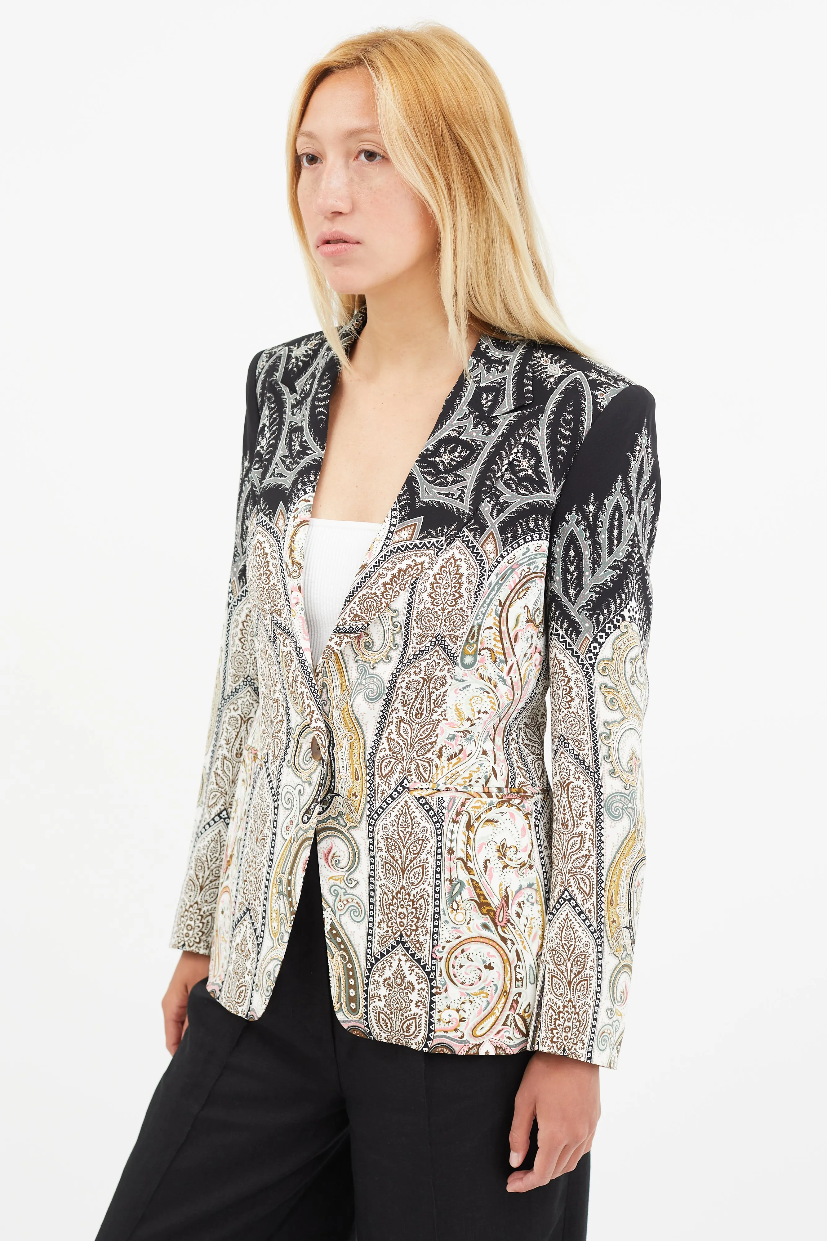 Multicolour Gradient Paisley Blazer