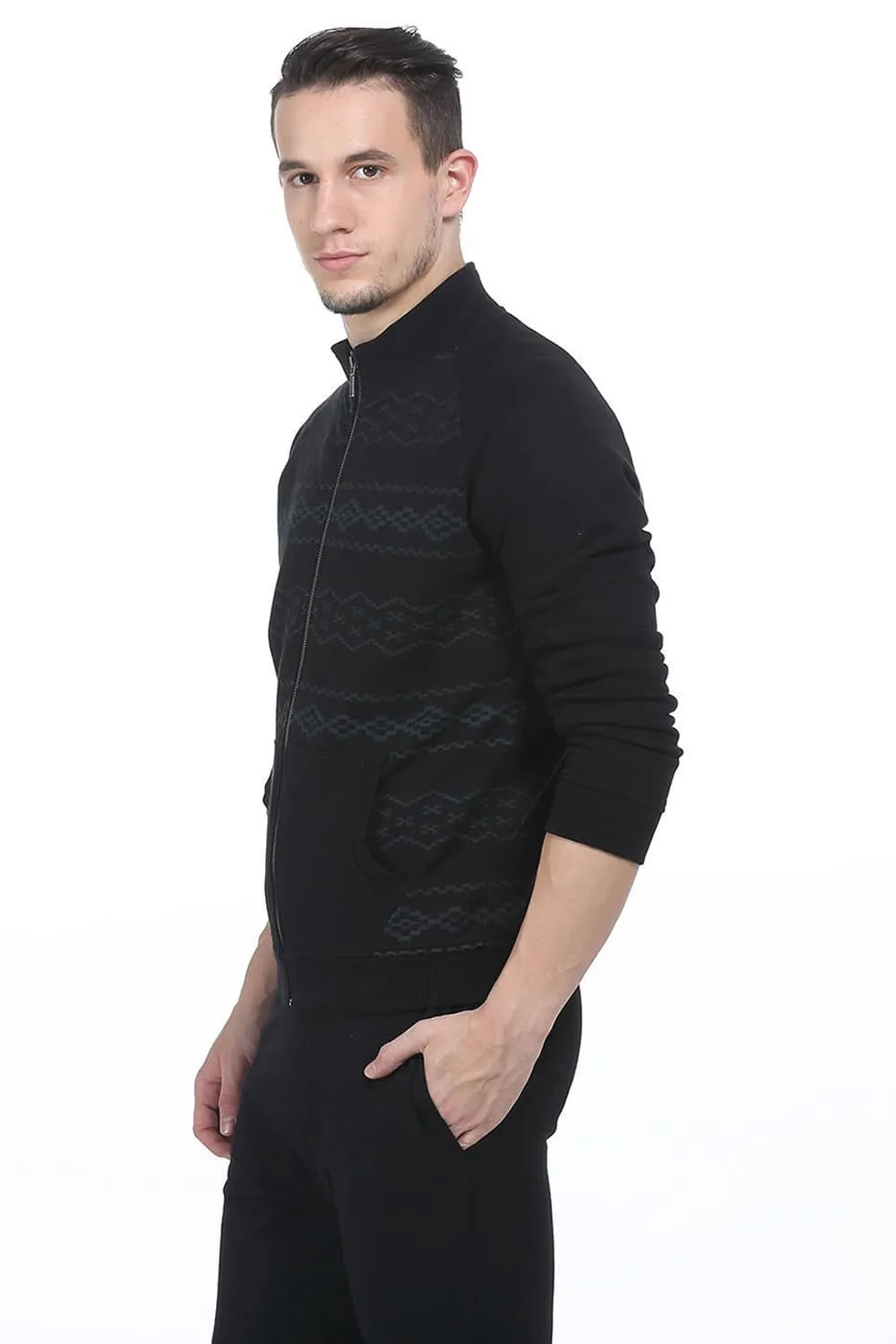 Muscle Fit High Neck Knit Raglan Jacket