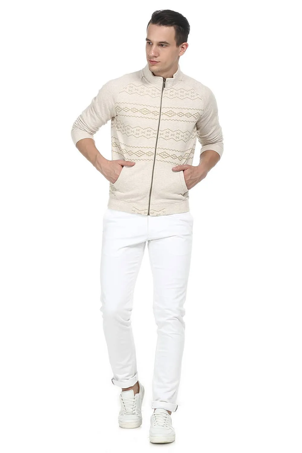 Muscle Fit High Neck Knit Raglan Jacket