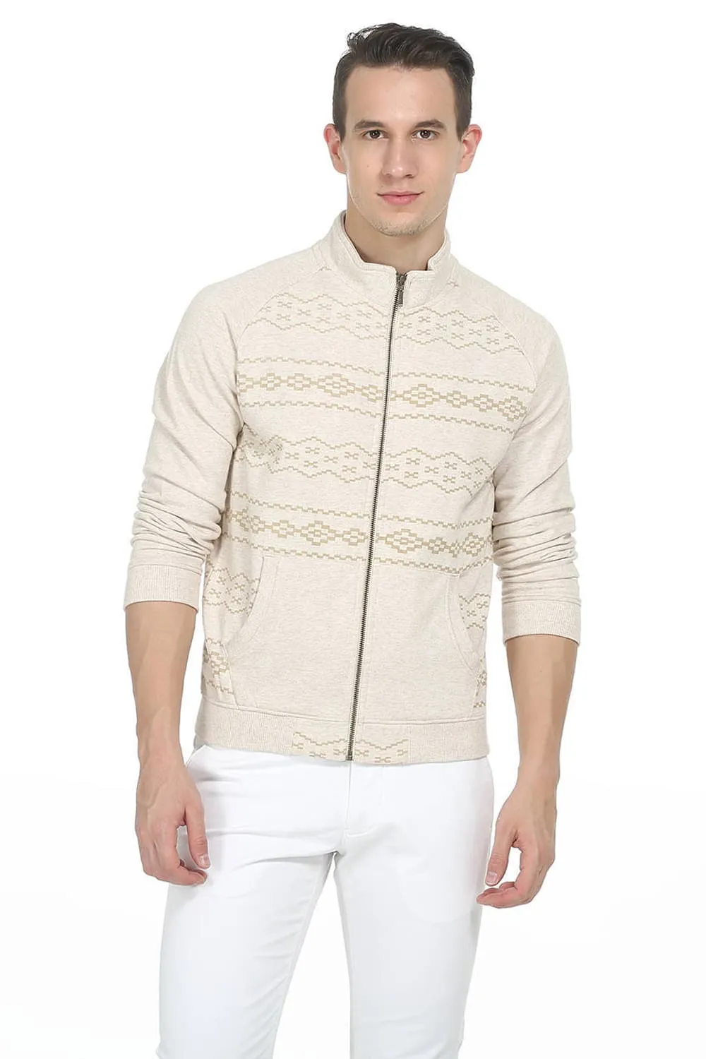 Muscle Fit High Neck Knit Raglan Jacket