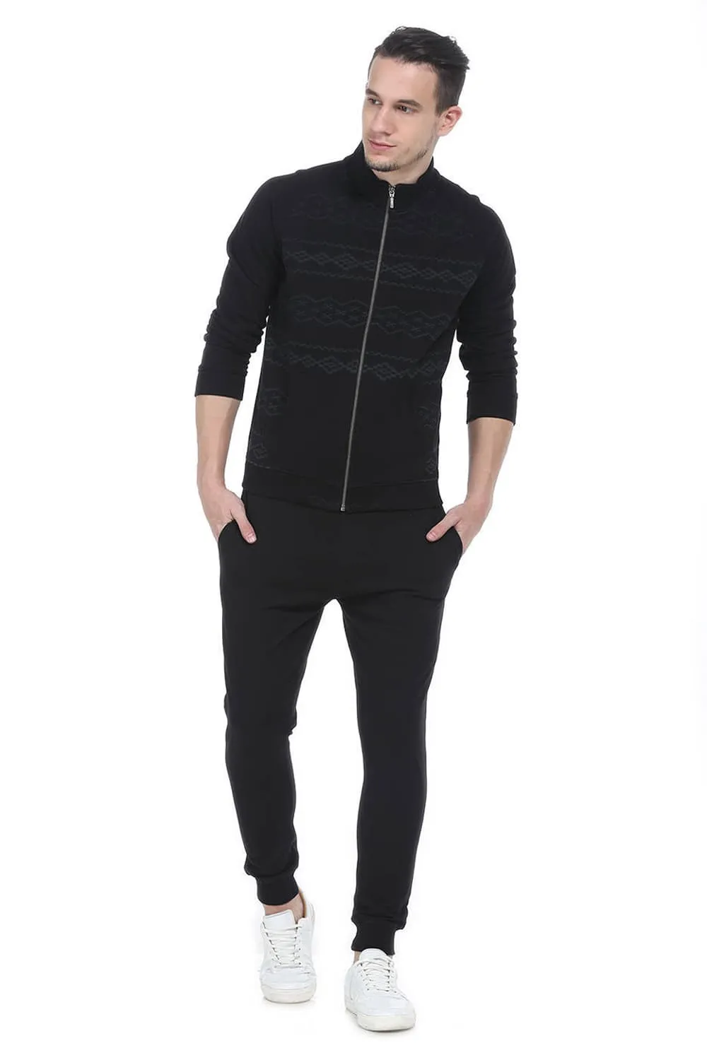 Muscle Fit High Neck Knit Raglan Jacket