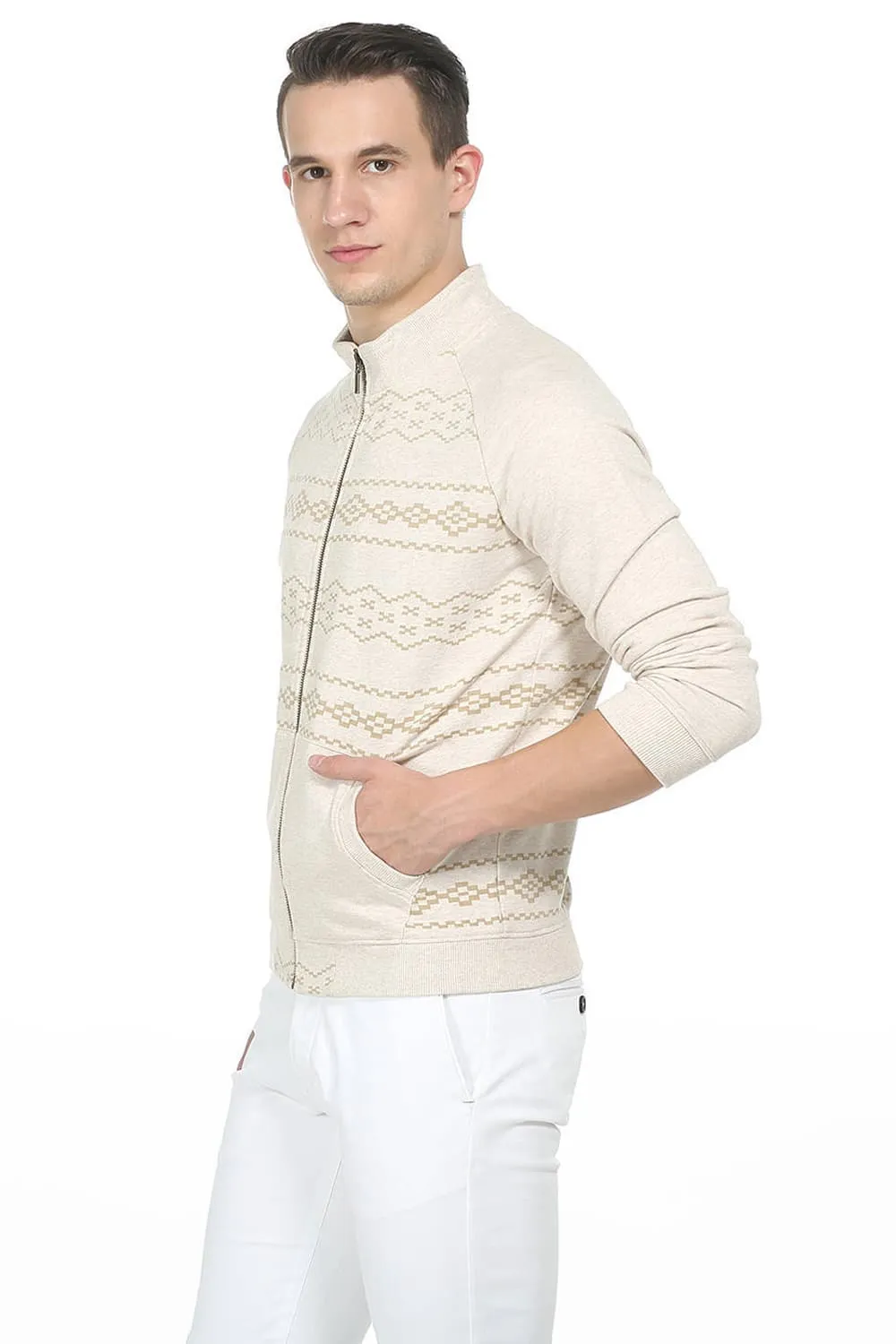 Muscle Fit High Neck Knit Raglan Jacket