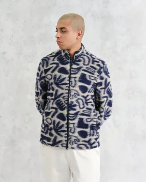 Navy Ecru Squiggle Fleece Cozi Jacket