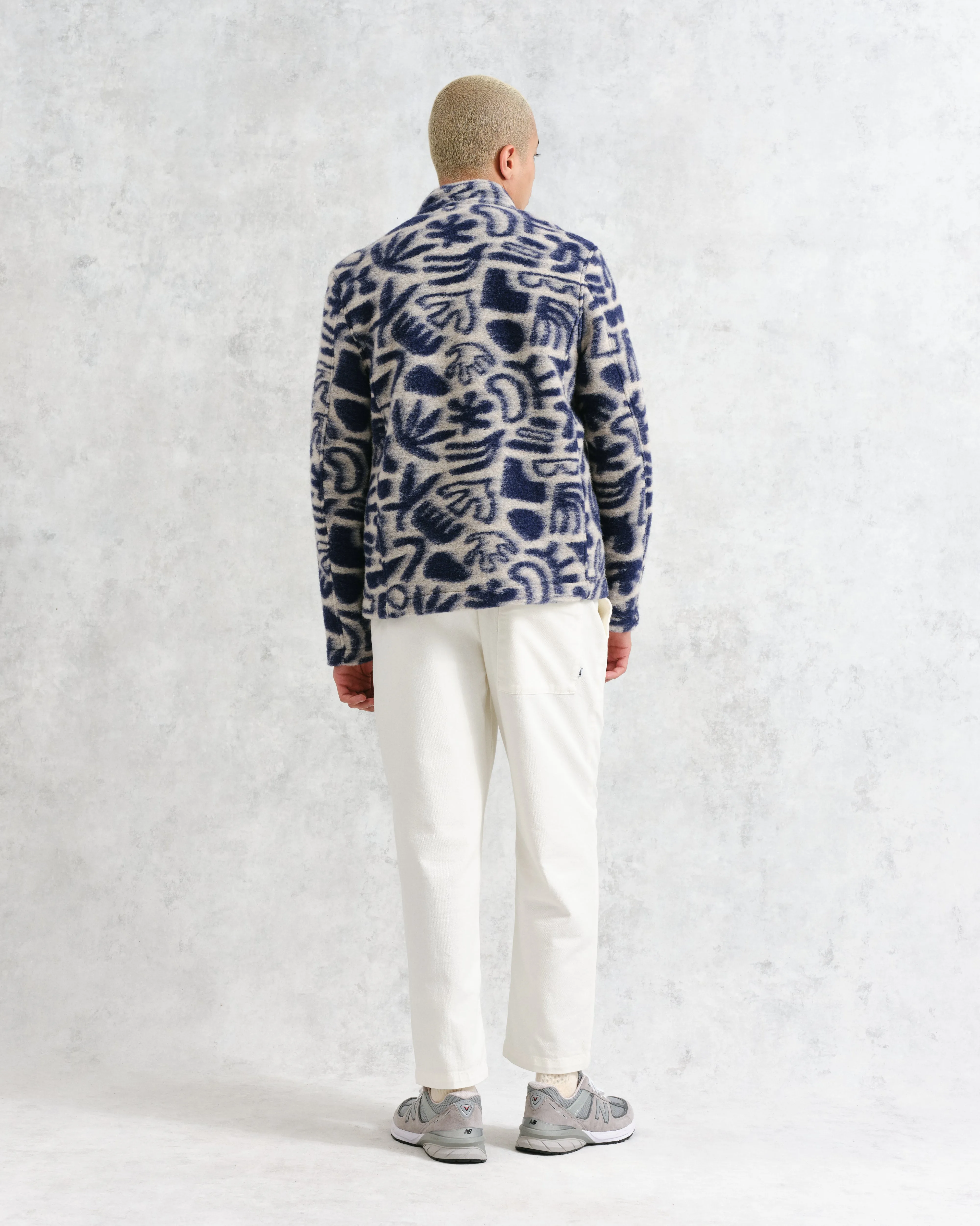 Navy Ecru Squiggle Fleece Cozi Jacket