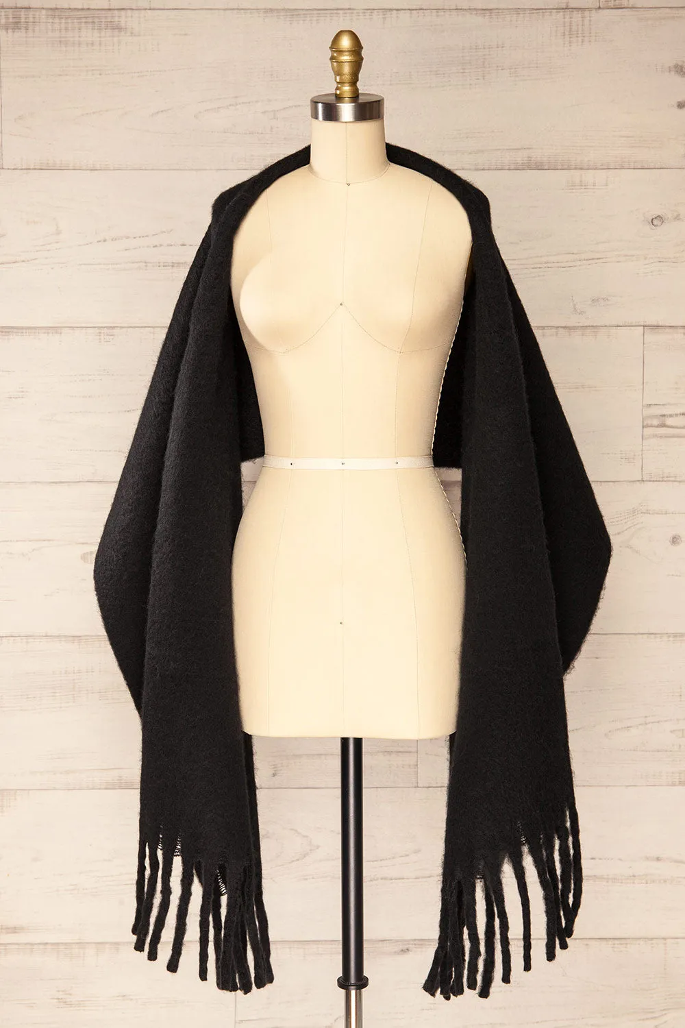 Newnham Black | Oversized Soft Knit Scarf
