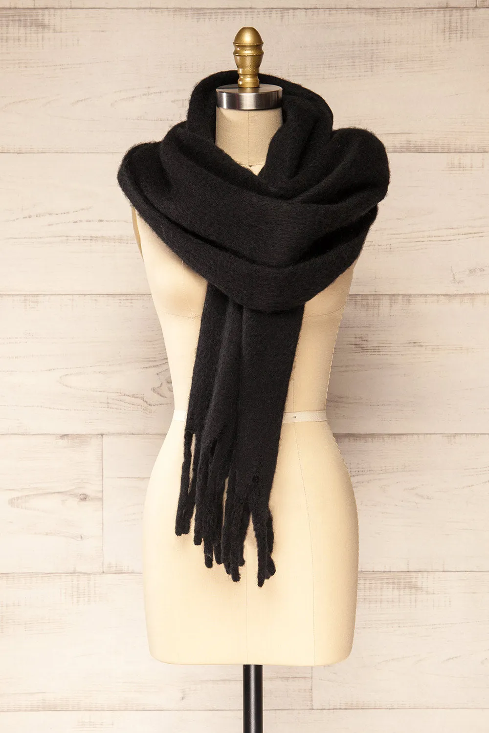 Newnham Black | Oversized Soft Knit Scarf