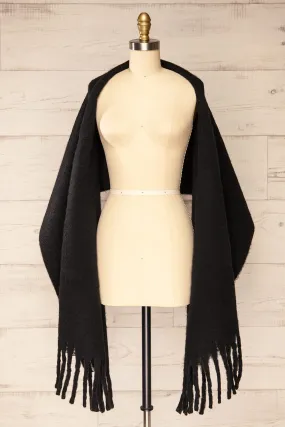 Newnham Black | Oversized Soft Knit Scarf