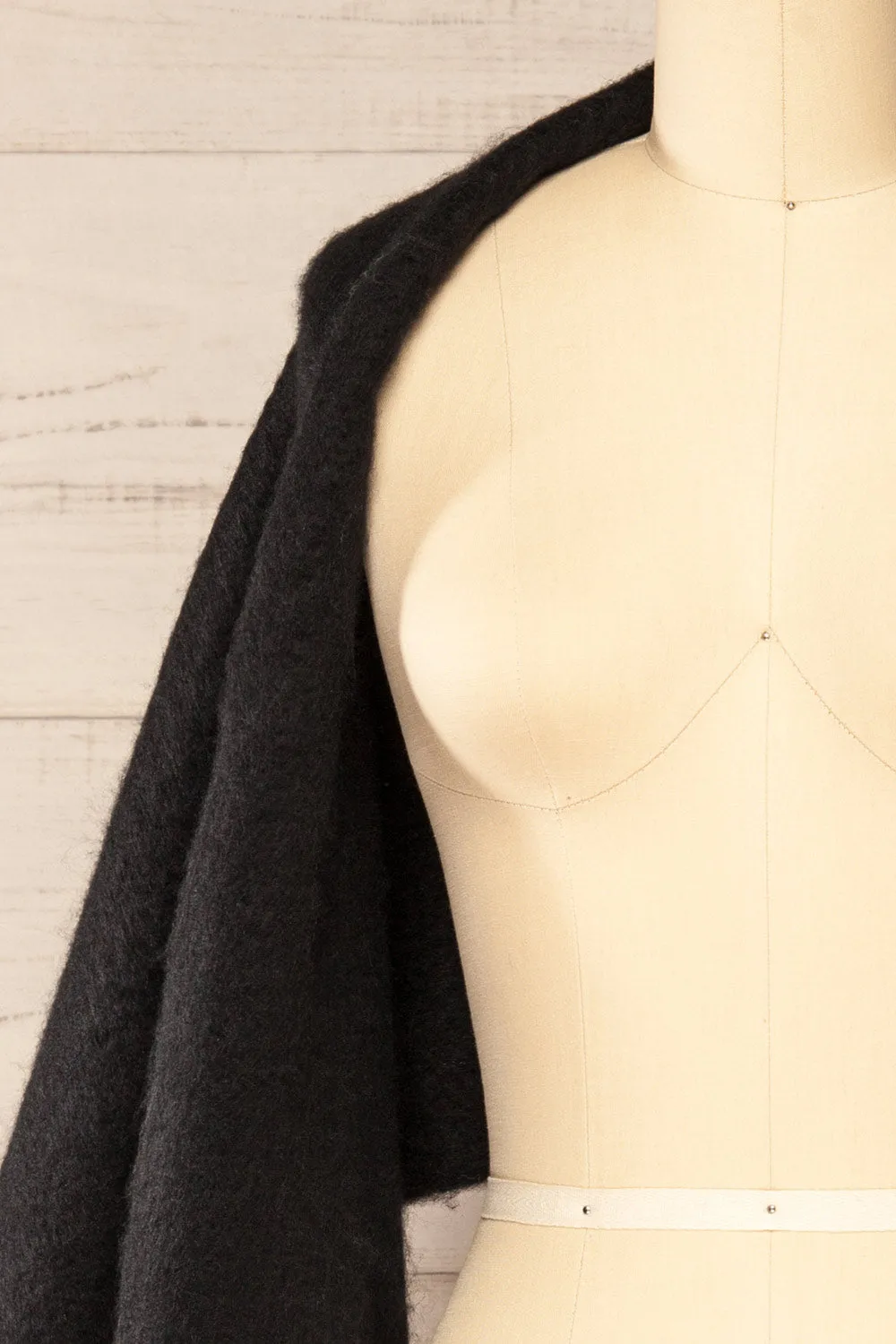 Newnham Black | Oversized Soft Knit Scarf