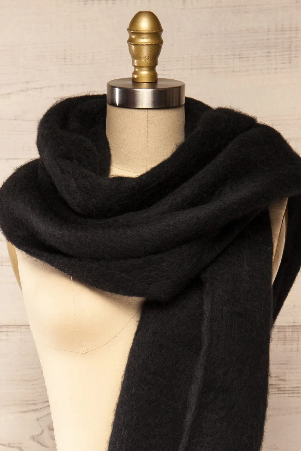 Newnham Black | Oversized Soft Knit Scarf
