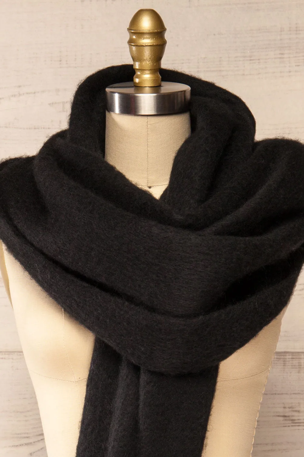 Newnham Black | Oversized Soft Knit Scarf
