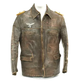 Original German WWII Luftwaffe Officer Oberstleutnant Leather Flight Jacket