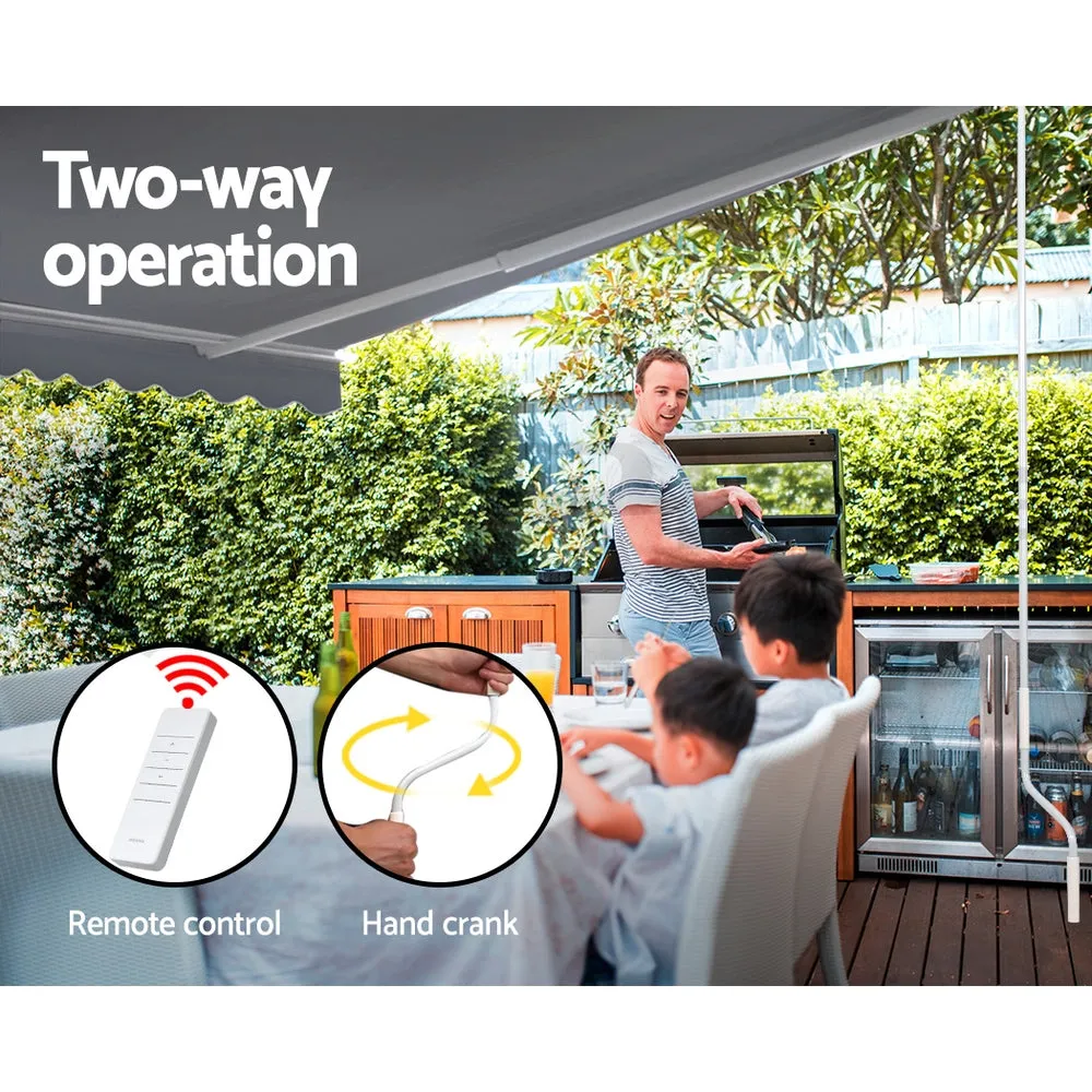 Outdoor Motorised Folding Arm Awning Window Blind Sun Shade Canopy Electric Pearl Grey 3X2.5M