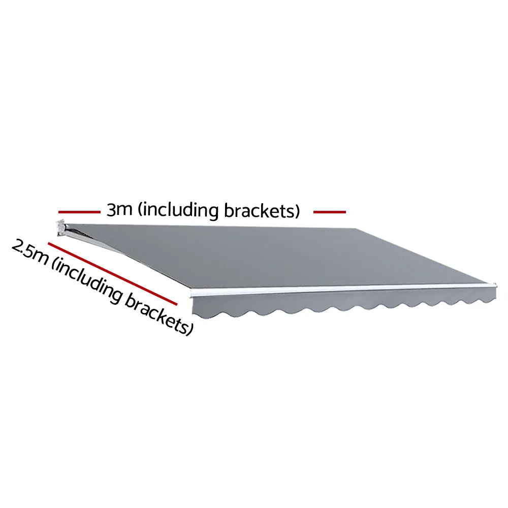 Outdoor Motorised Folding Arm Awning Window Blind Sun Shade Canopy Electric Pearl Grey 3X2.5M