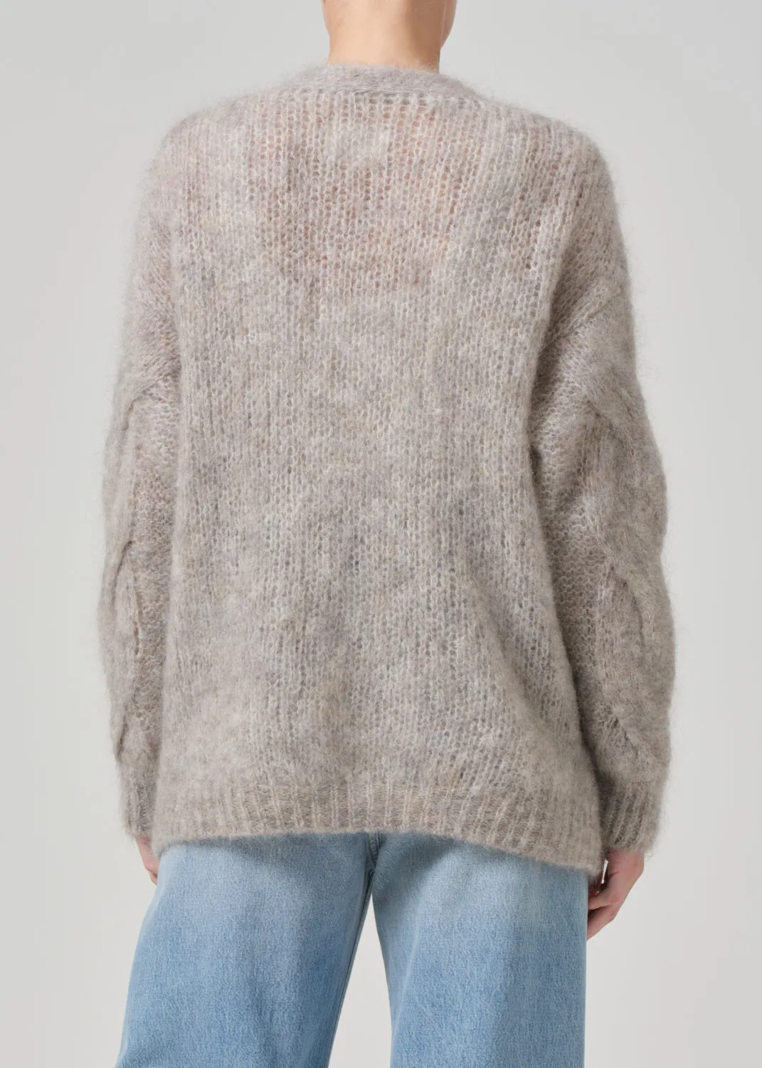 Padma Cable Cardigan in Oatmeal Grey