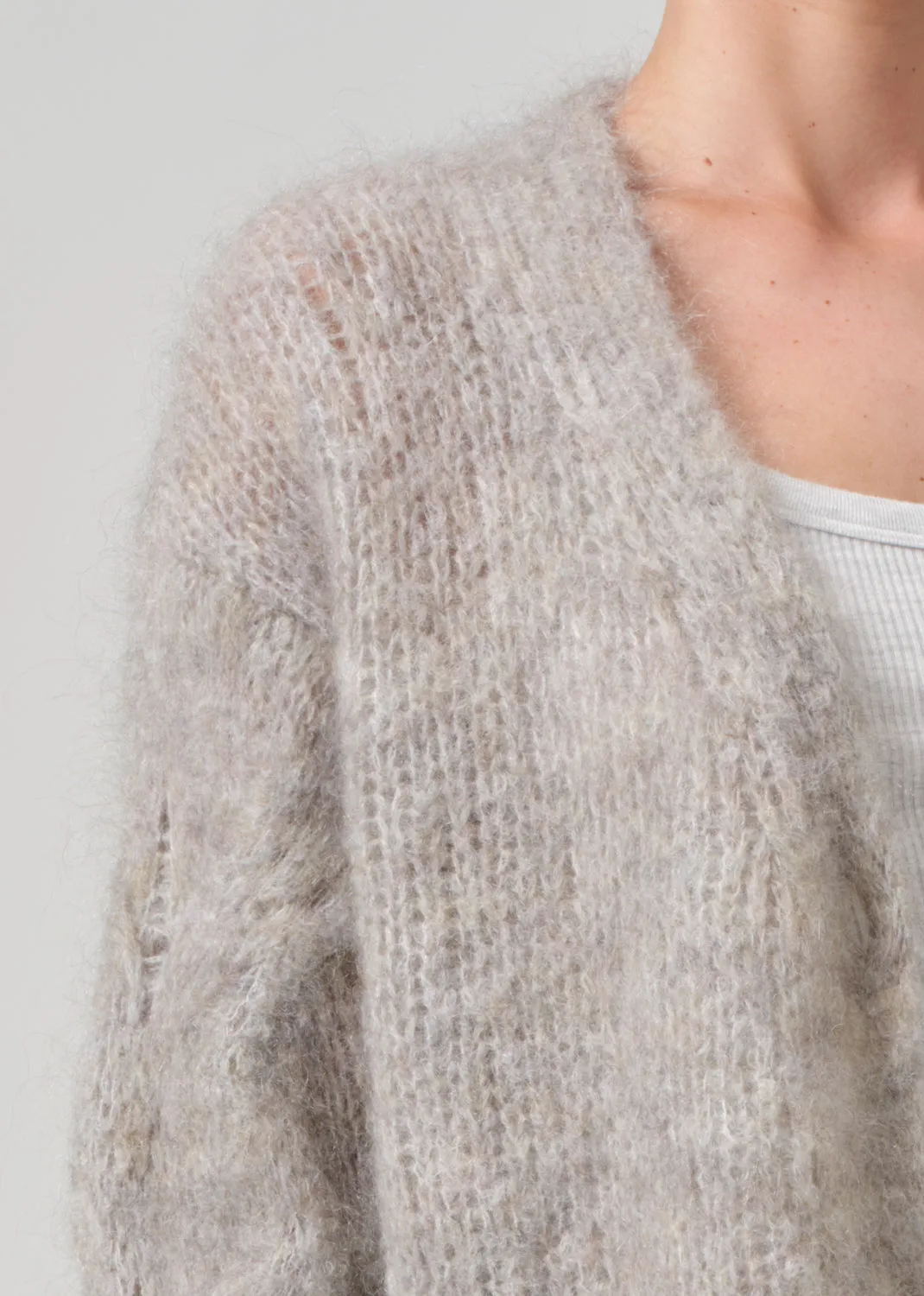 Padma Cable Cardigan in Oatmeal Grey