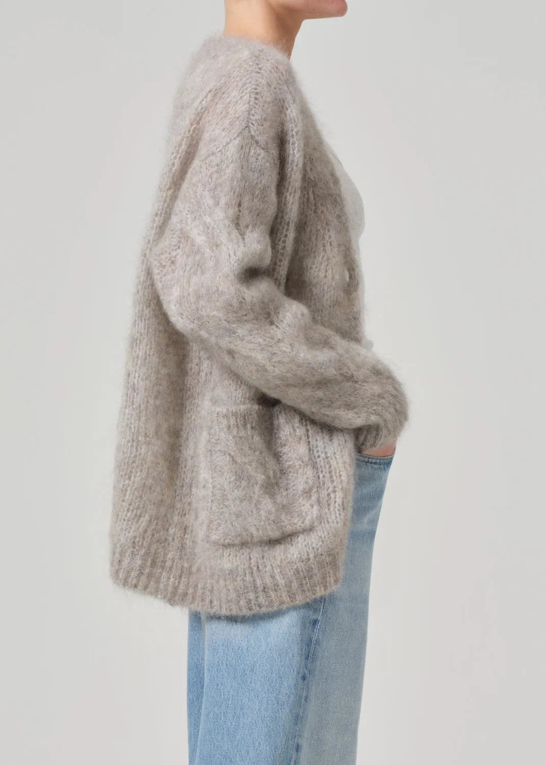 Padma Cable Cardigan in Oatmeal Grey