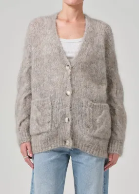 Padma Cable Cardigan in Oatmeal Grey