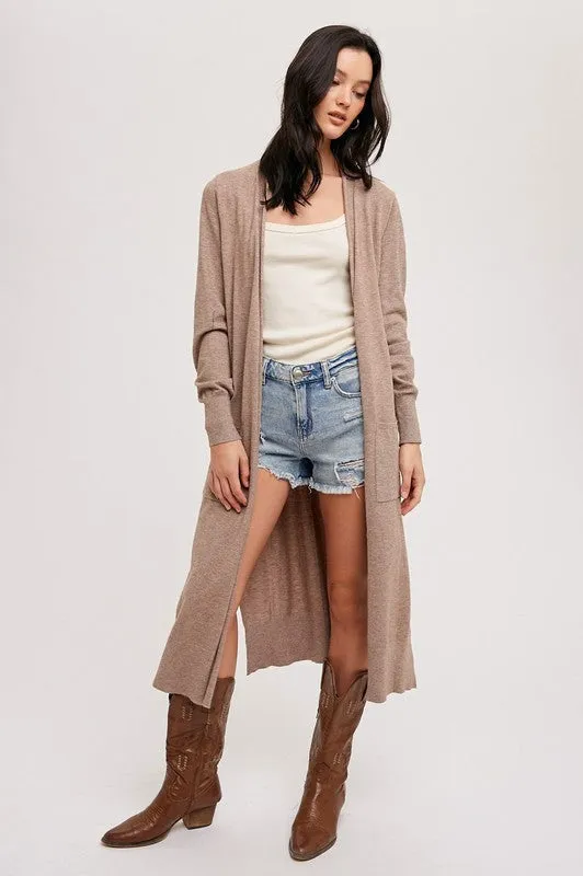 Penthouse Long Line Cardigan Latte