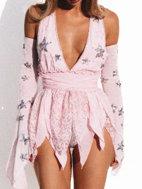 PHOENIX SPARKLE STAR PIXIE MINI DRESS  / PINK
