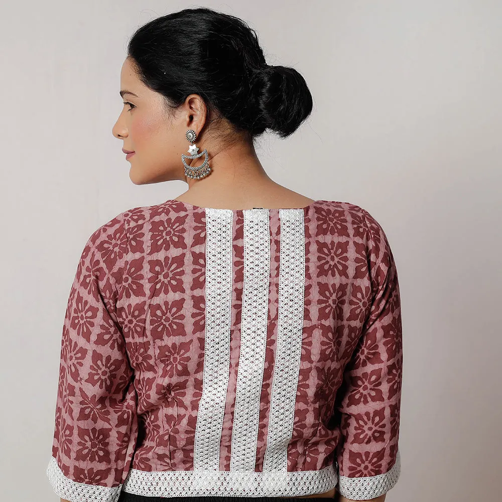 Pink - Bagru Dabu Block Printed Cotton Stitched Blouse