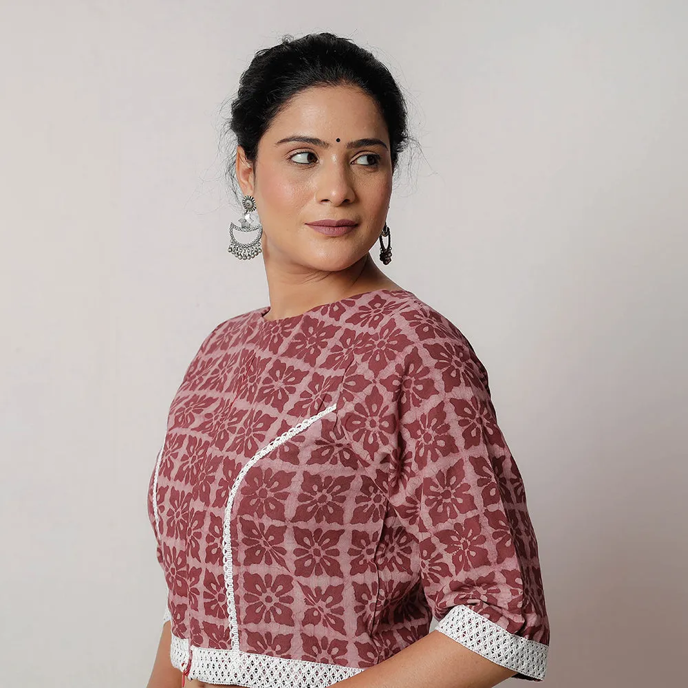 Pink - Bagru Dabu Block Printed Cotton Stitched Blouse