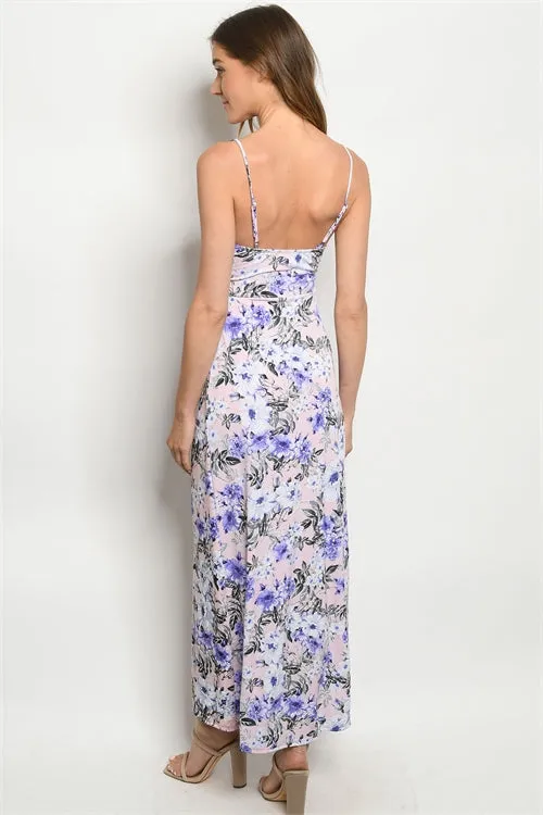Pink Floral Spaghetti Strap Maxi Dress