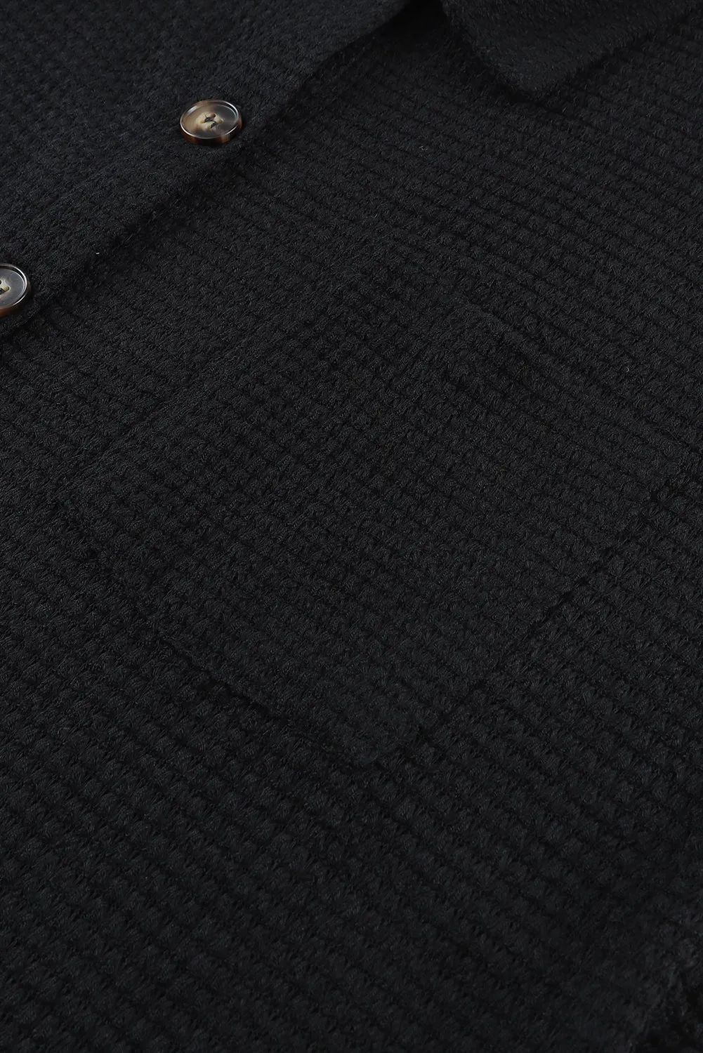 Pink Waffle Knit Button Up Casual Shirt