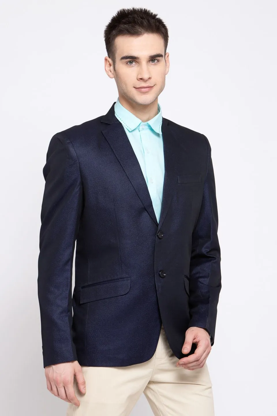 Poly Blend Navy Blue Blazer