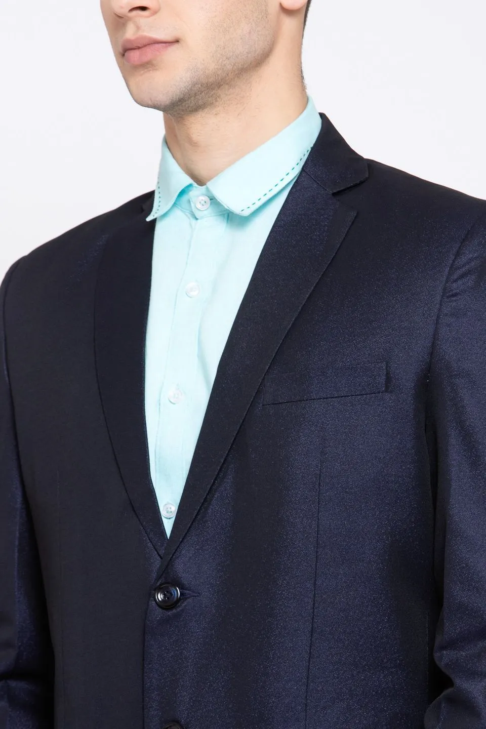 Poly Blend Navy Blue Blazer