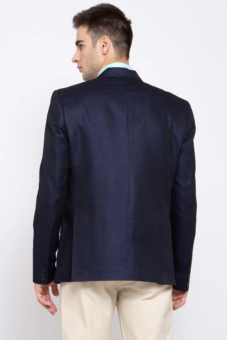 Poly Blend Navy Blue Blazer