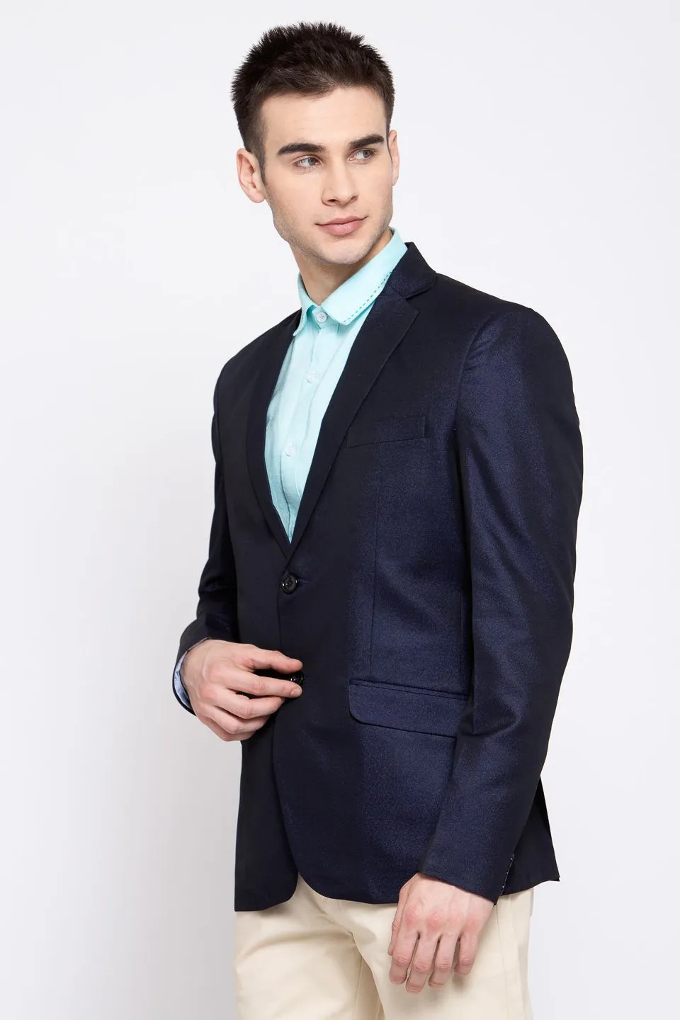 Poly Blend Navy Blue Blazer