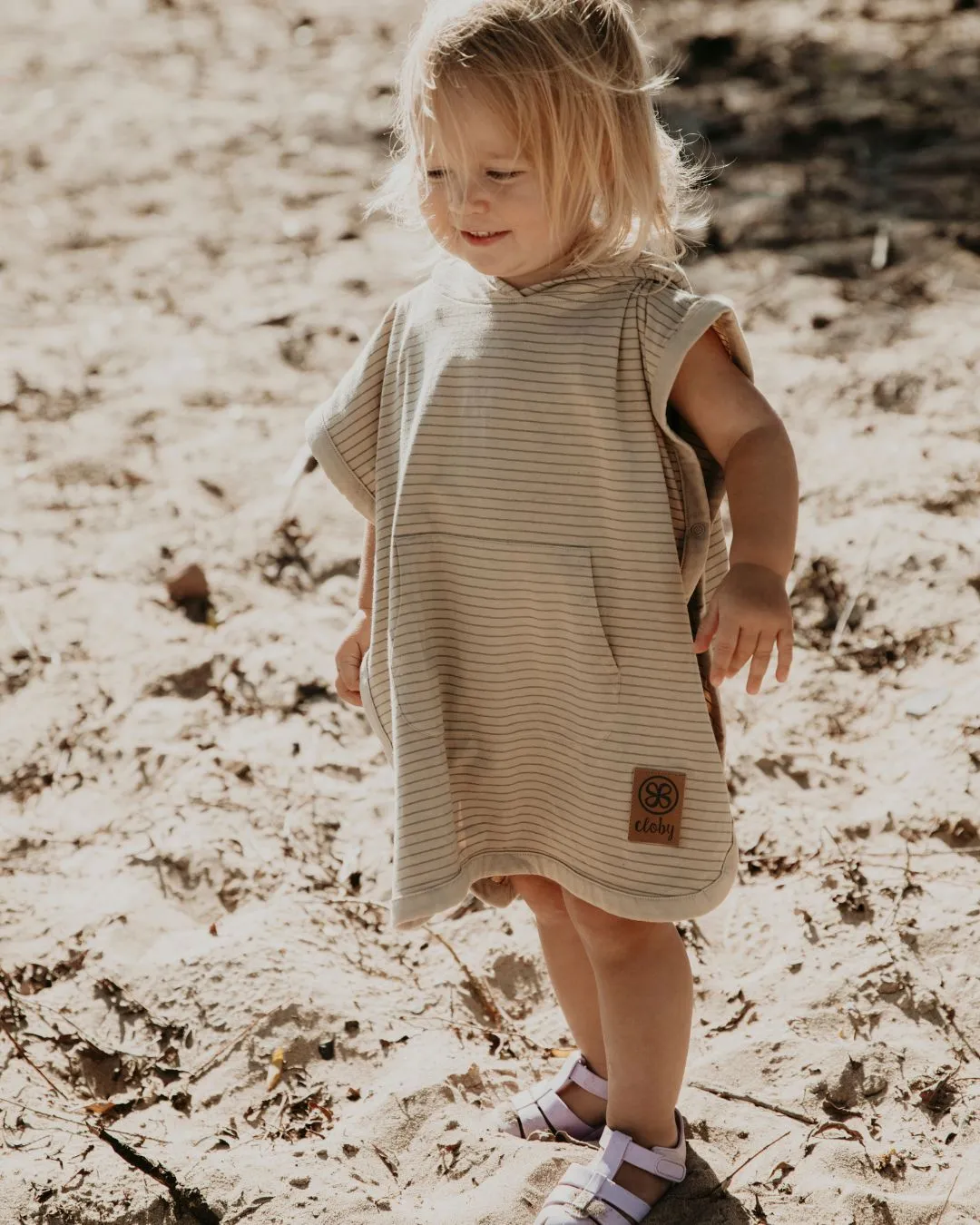 Poncho UV Stripes Sandy Beach/Olive Green