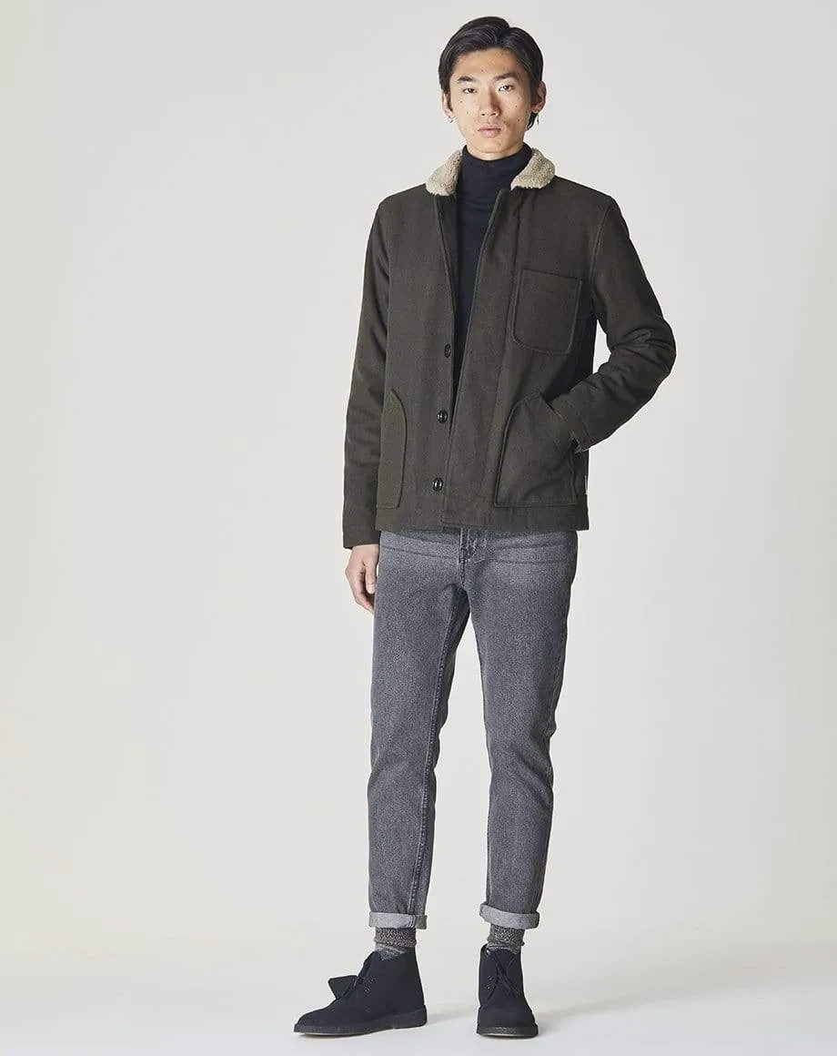 Porco Mens N1 Sherpa Collared Jacket | Khaki