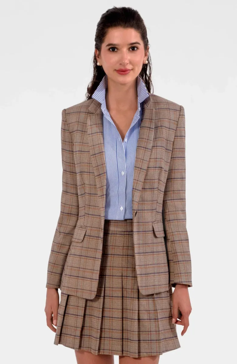 Preppy Plaid Blazer | Khaki & Navy