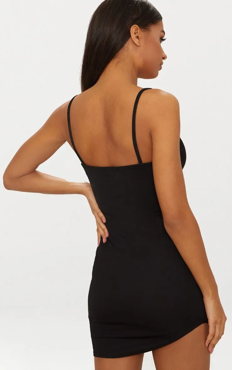 PrettyLittleThing Womens Black Curved Hem Bodycon Dress