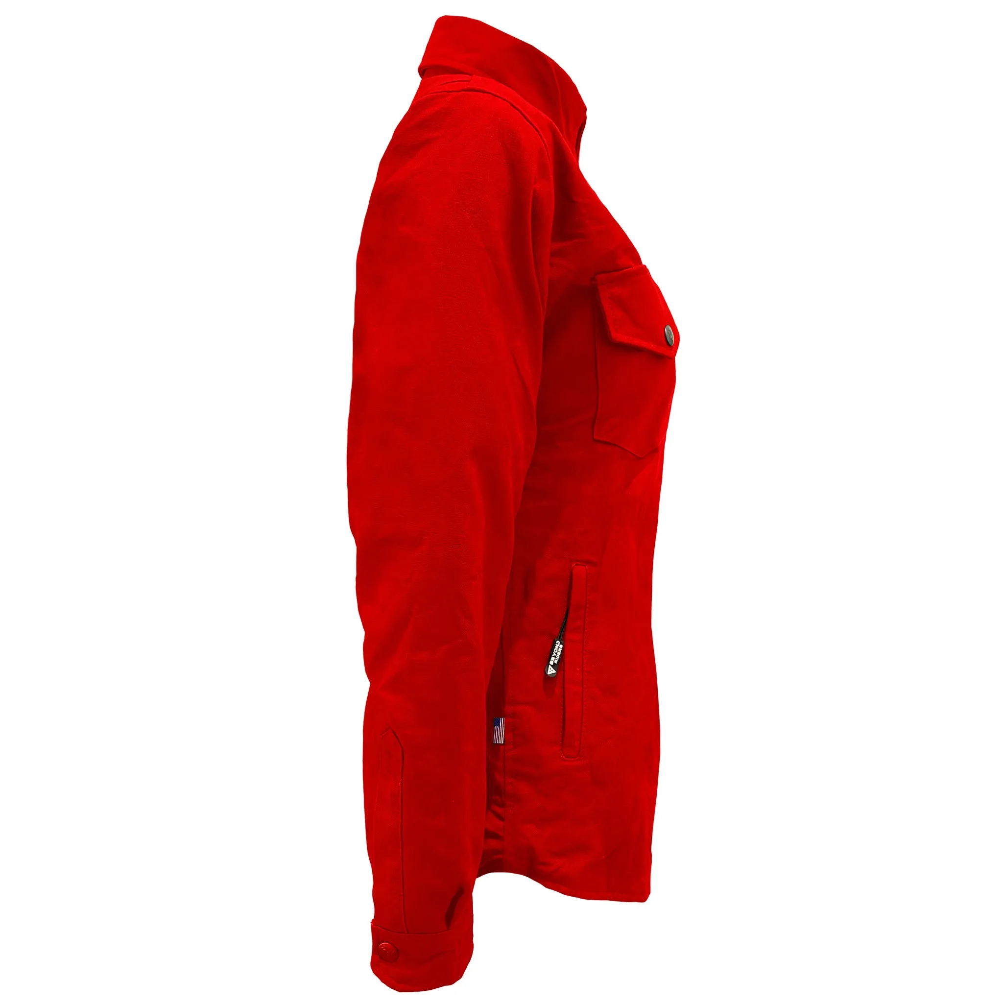 Protective Canvas Jacket for Women - Red with Pads