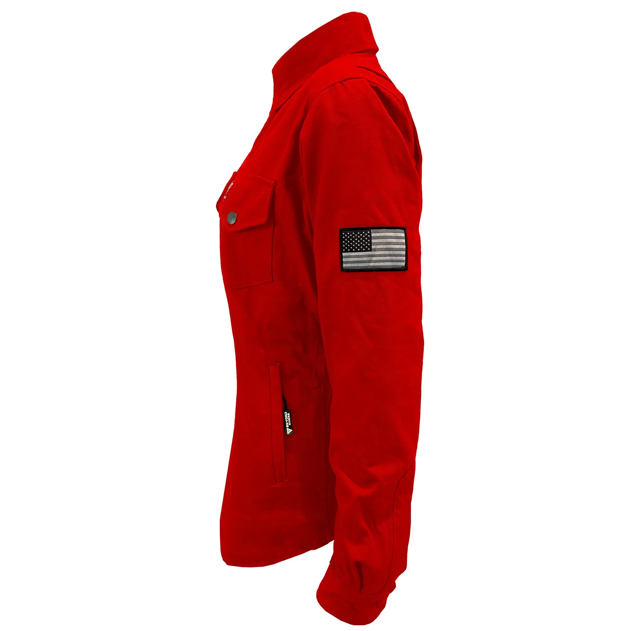 Protective Canvas Jacket for Women - Red with Pads