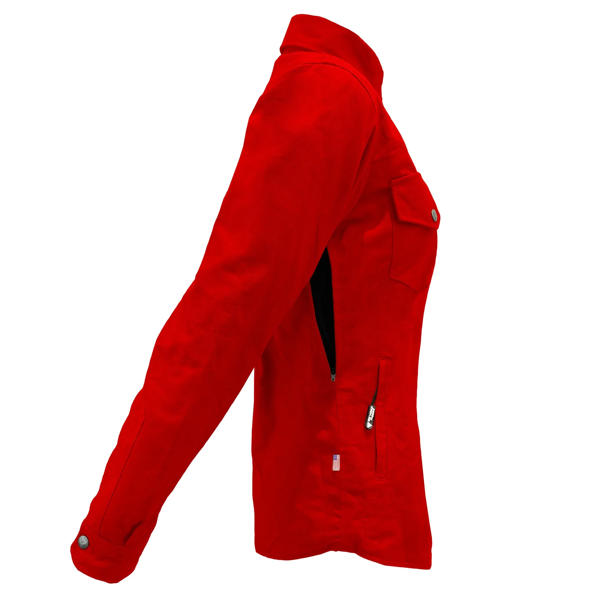 Protective Canvas Jacket for Women - Red with Pads