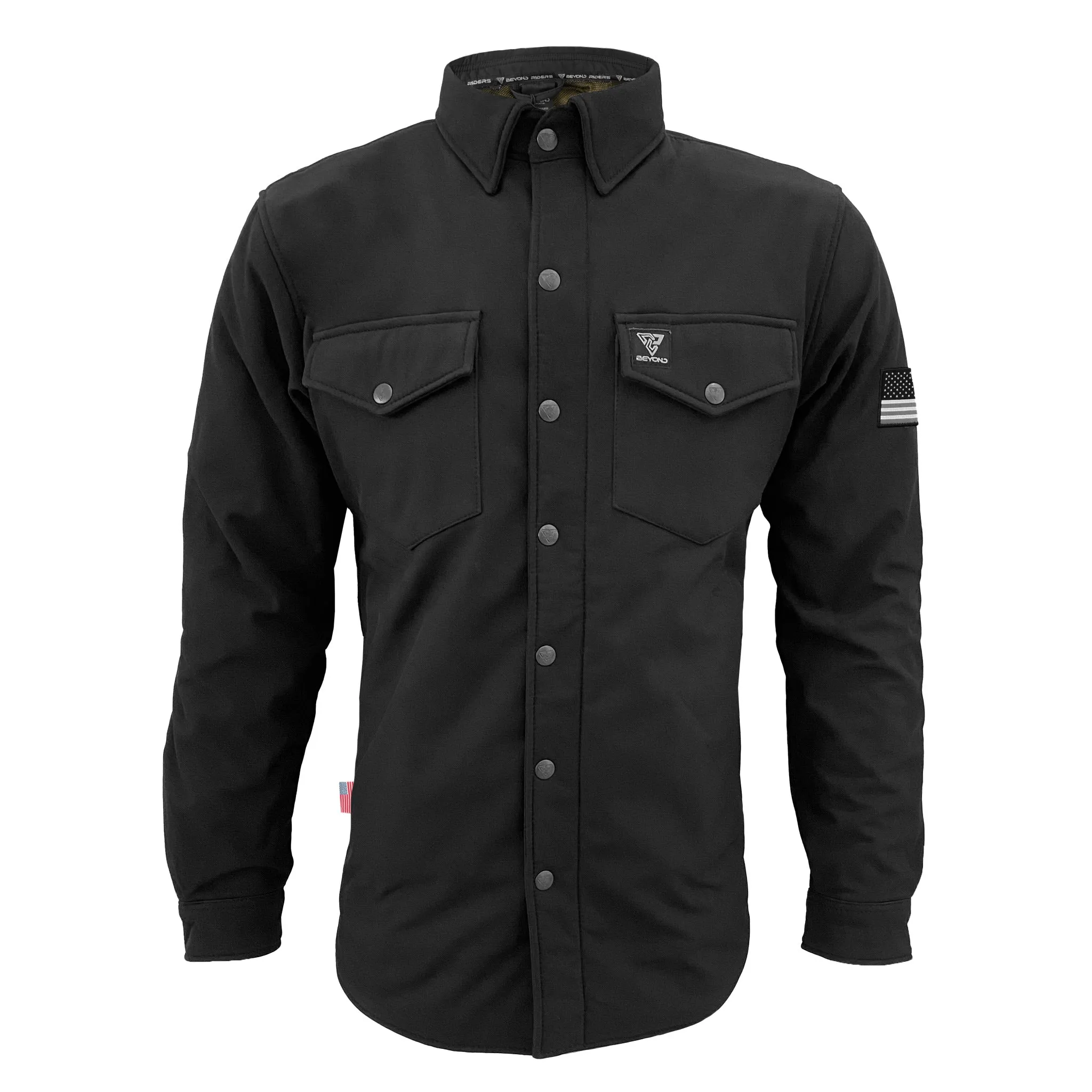 Protective SoftShell Winter Jacket for Men - Black Matte with Pads