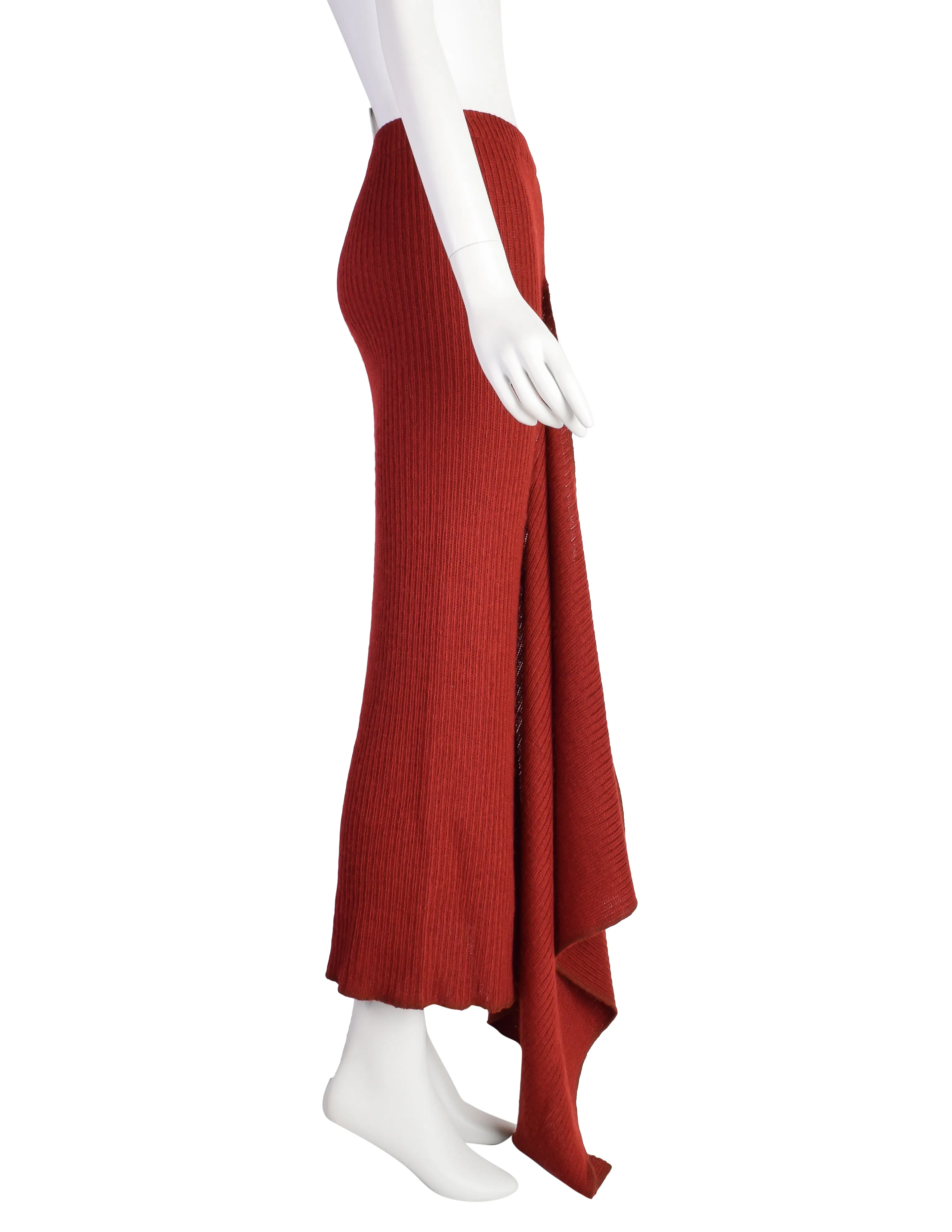 PX Helen Robinson Vintage Burnt Sienna Draping Knit Maxi Skirt