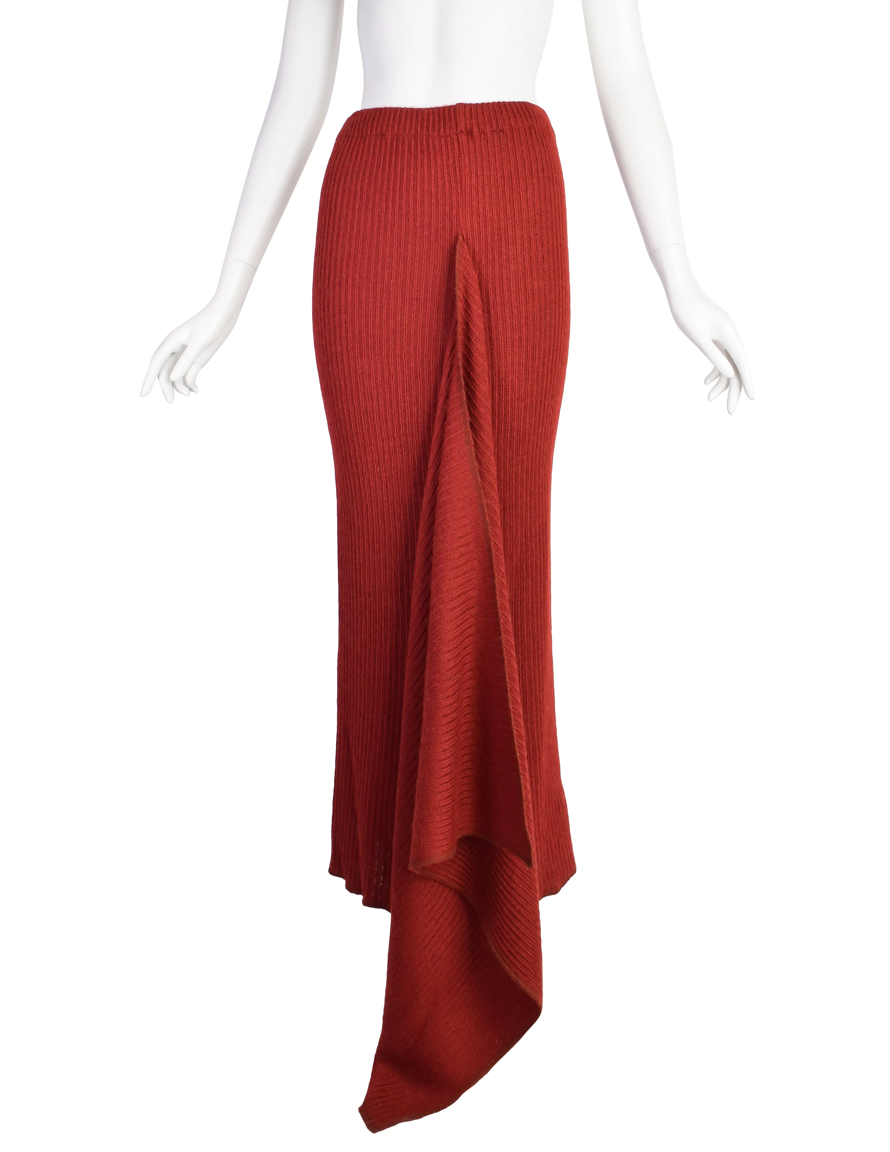 PX Helen Robinson Vintage Burnt Sienna Draping Knit Maxi Skirt