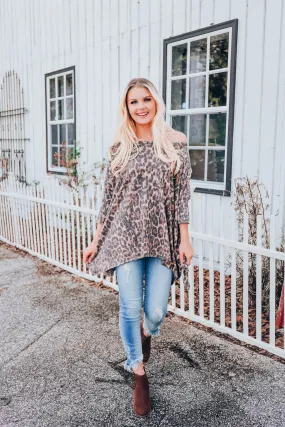 Quinn Asymmetrical Poncho - Brown S/M-2X/3X