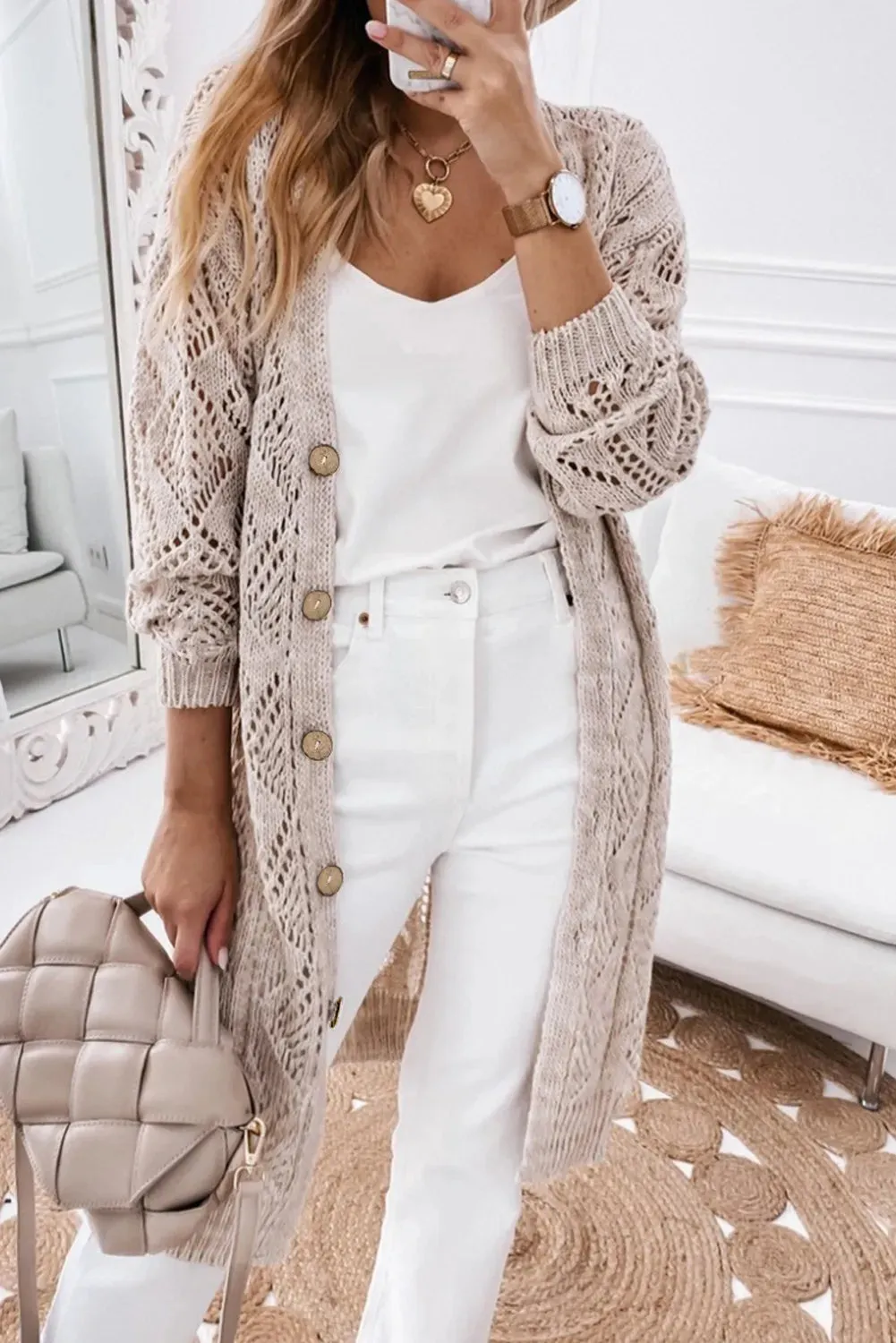 Quinn Hollow-out Knit Cardigan