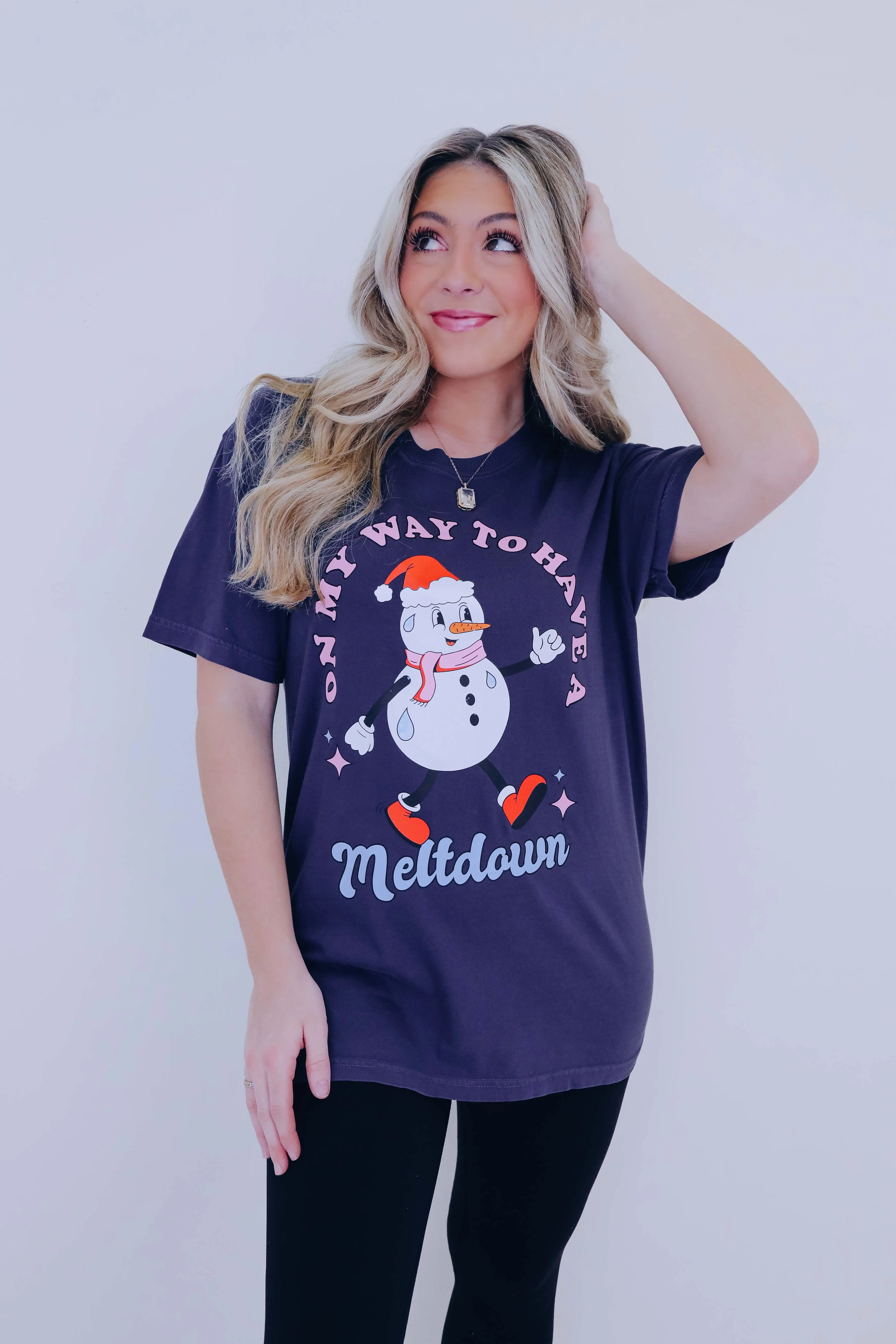 "On My Way...Melt Down"Snowman Graphic Tee - 2 Styles