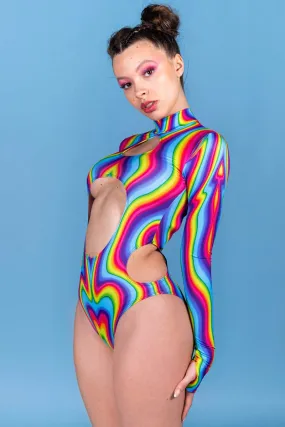 Rainbow Meltdown Cut Out Bodysuit