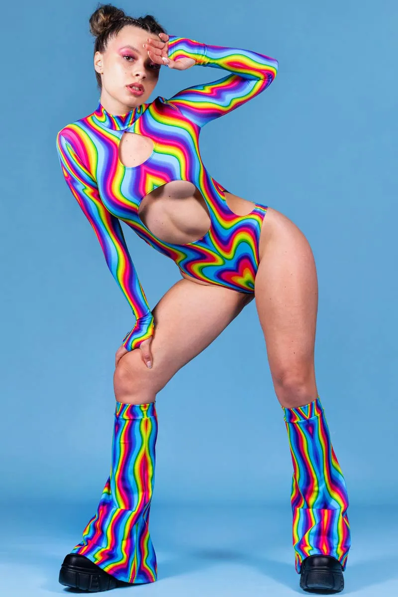 Rainbow Meltdown Cut Out Bodysuit