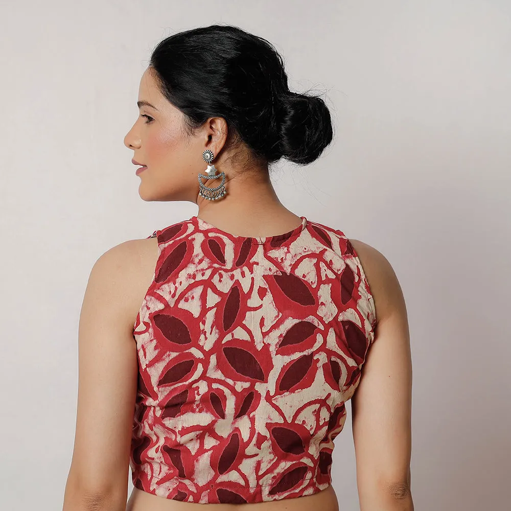 Red - Bagru Dabu Block Printed Cotton Stitched Blouse