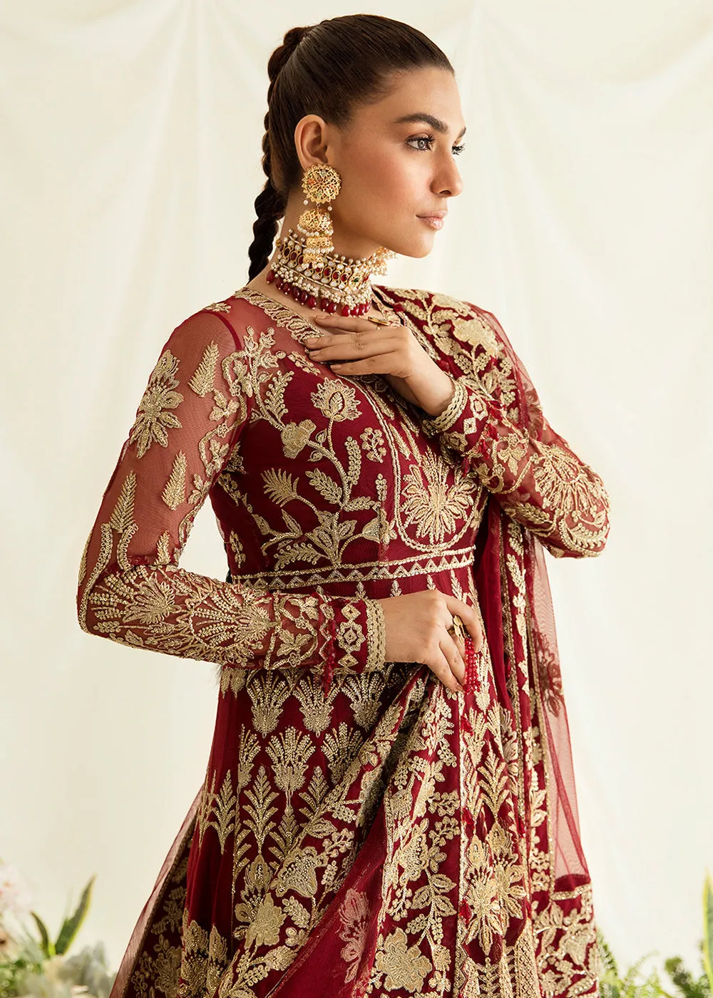 Red Pakistani Maxi Dress | Ayzel | Fleur De Lis Formals’23 | Tresor
