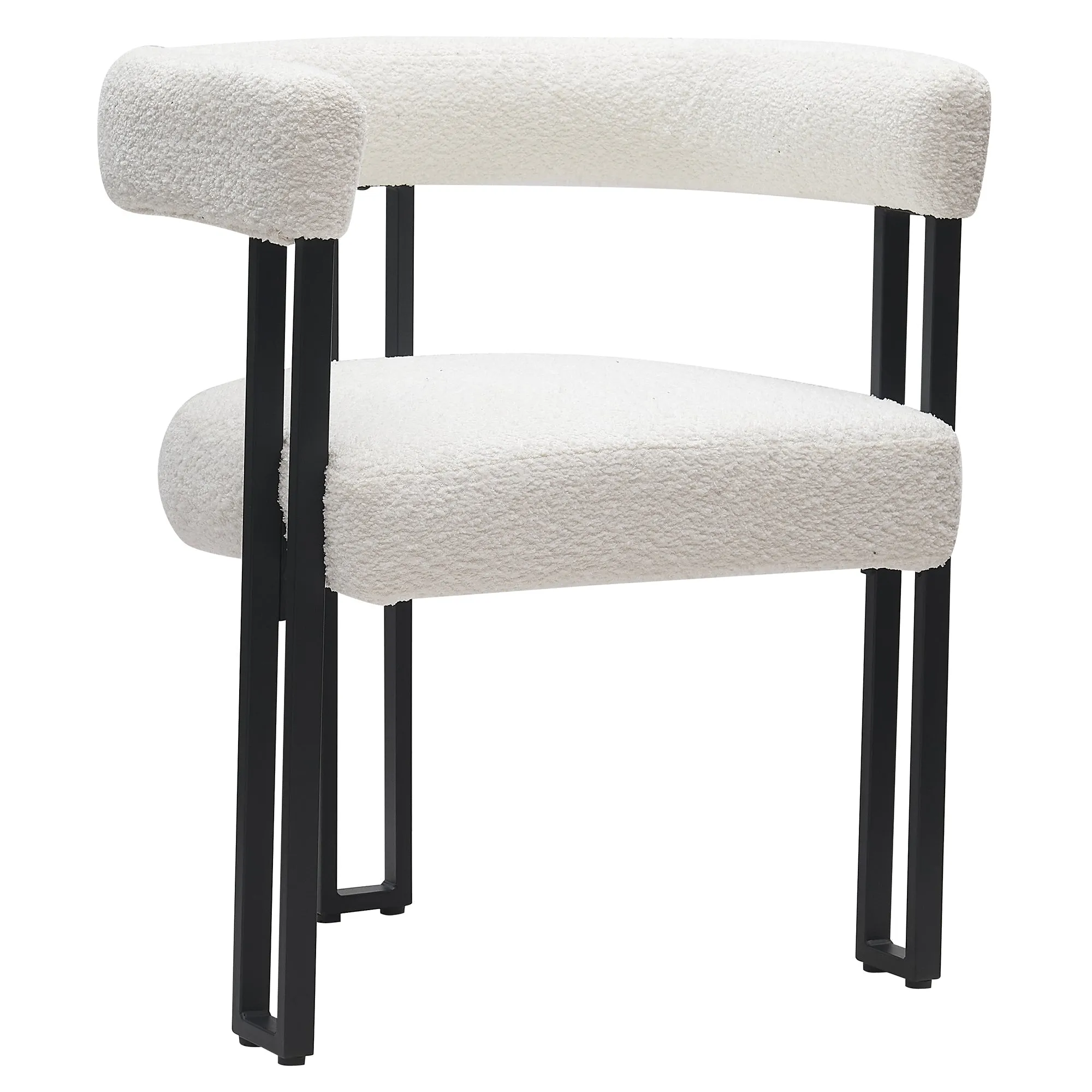 Round Back Dining Chairs | Set of 2 | Scarlet White Boucle
