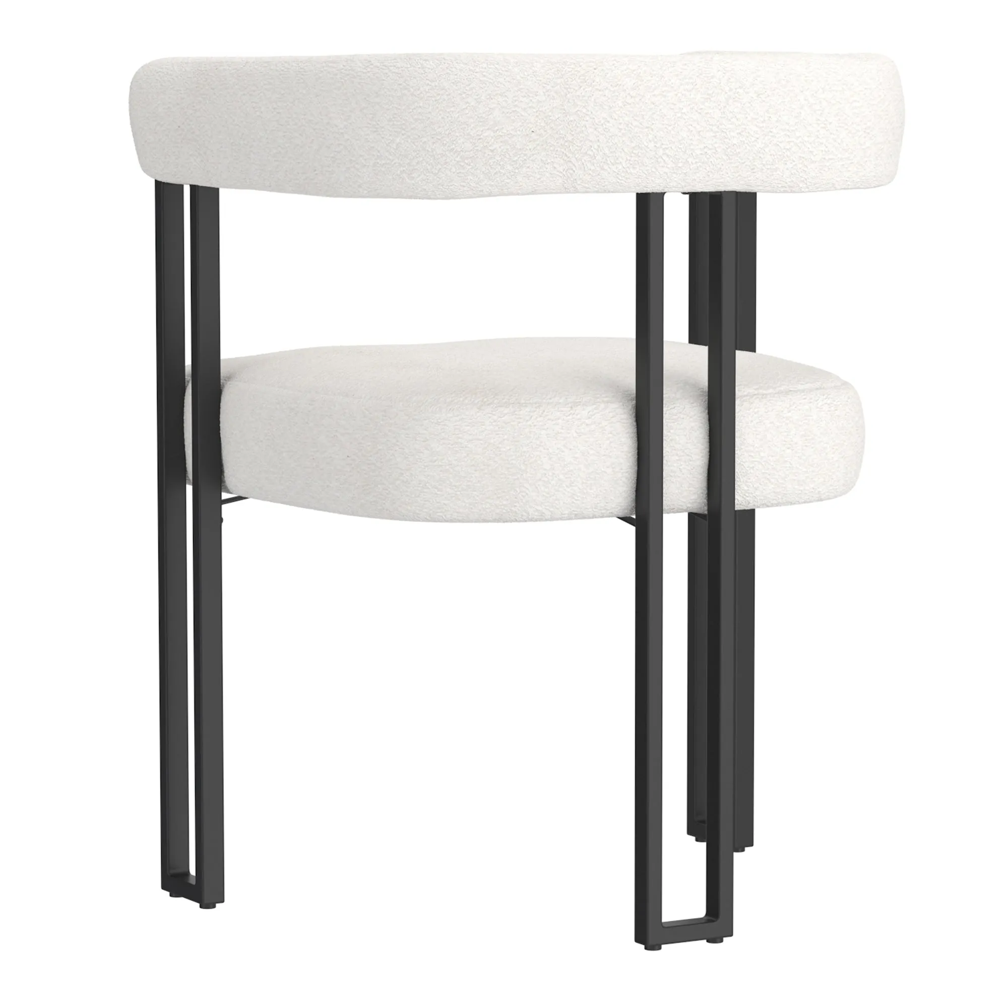 Round Back Dining Chairs | Set of 2 | Scarlet White Boucle